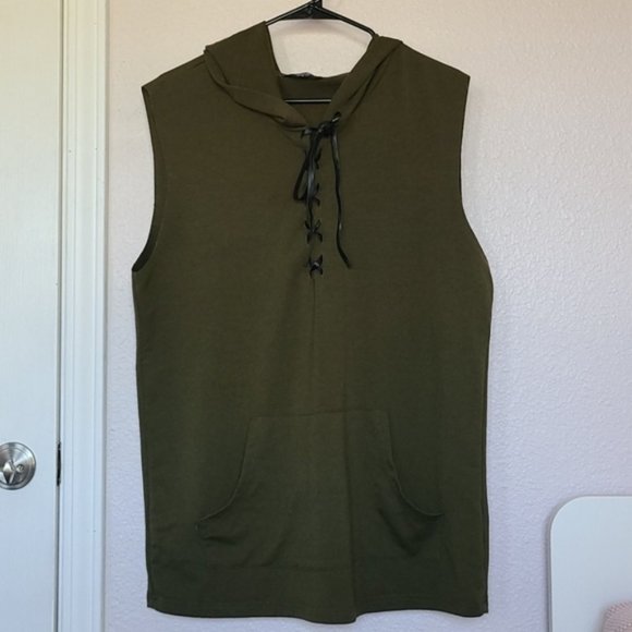 Tank Top Sleeveless Gym Hoodie Workout Hoodie - Picture 6 of 7